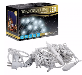 Lampki choinkowe 100 LED P65 białe zimne IP65 biały przewód 10m