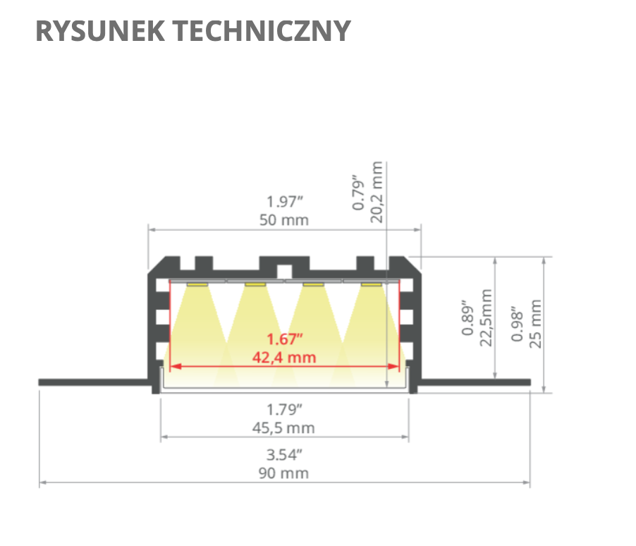 Profil Do Led Kozel Architektoniczny Wpuszczany Szeroki Klu Surowy