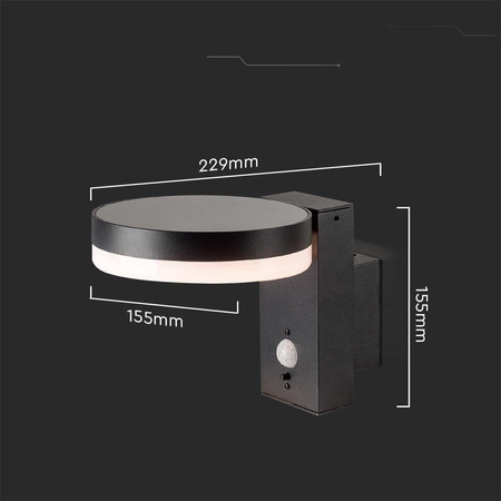 Kinkiet Ogrodowy Ścienny Solarny V-TAC 5.5W LED Czujnik Ruchu Okrągły IP54 VT-1147 3000K 220lm 3 Lata Gwarancji