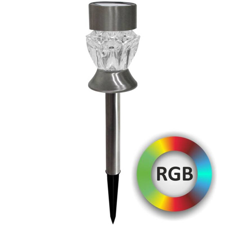 Lampa solarna inox Led KRYSZTAŁEK RGB satyna