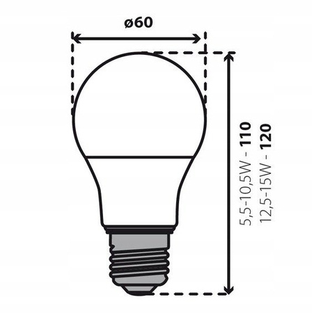Żarówka LED  E27 8,5W A60 ściemnialna 2700K ciepła DIM