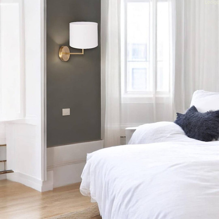 Kinkiet hotelowy złoty DUNE z białym abażurem 1xE27