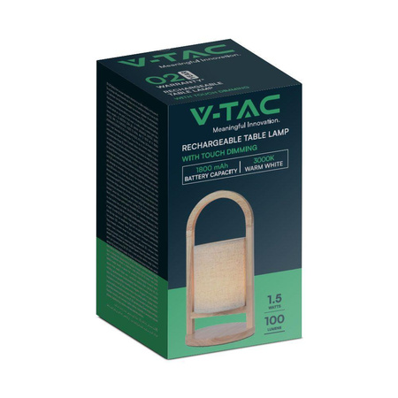Lampka Biurkowa Nocna V-TAC 1,5W LED Ładowanie Ściemnianie Drewno 