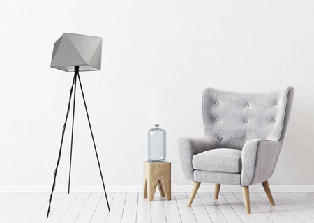 Lampa podłogowa NEPTUN trójnóg z abażurem szary diament