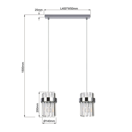 Light prestige Vetro 2 linia wisząca chrom LP-2910/2L CH