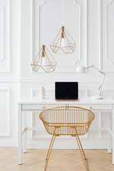 Lampa wisząca druciana LOFT GEO S ZŁOTA