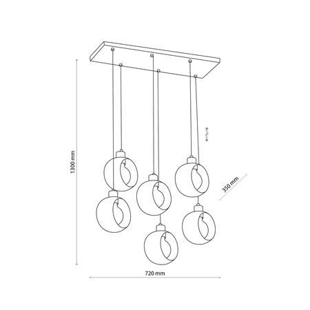 Lampa wisząca CYKLOP 6xE27 listwa