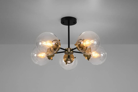 Lampa sufitowa czarna/patynowa 5xE14 Lens 35-01306