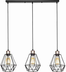 Lampa wisząca loft DIAMENT listwa potrójna czarna rose gold