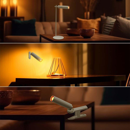 Lampka Biurkowa V-TAC 4w1 37cm Kinkiet Klips Latarka 3W LED Biała 