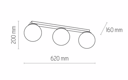 Lampa sufitowa listwa szklane mleczne kule 3xE27 Maxi 60cm