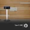 Lampka Biurkowa Nocna V-TAC 3W LED 23cm Ładowanie USB CCT Ściemnianie Czarna V