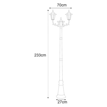 Lampa ogrodowa stojąca K-7064A2/2 CZARNY/ZŁOTY z serii STANDARD