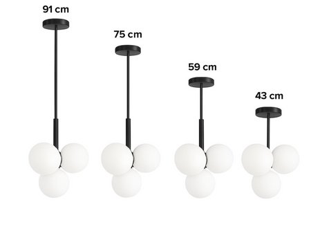 Lampa wisząca czarnaMilano Bubbles mleczne kule 4xE14