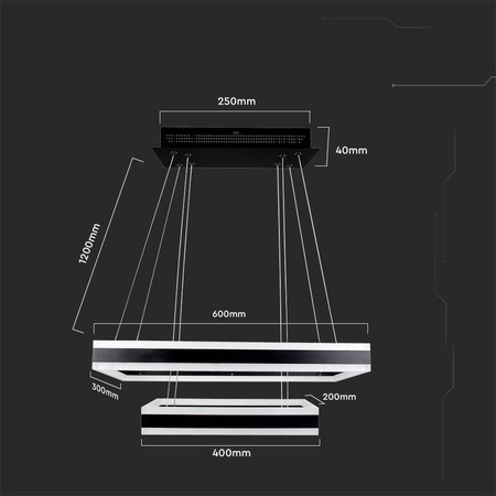 Oprawa Zwieszana LED V-TAC 100W Soft Light Chandelier Ściemnianie Czarny VT-101-2D-B-N 3000K 6300lm 3 Lata Gwarancji