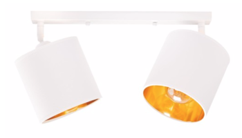 Lampa sufitowa reflektor 2xE27 listwa biało złota 40cm