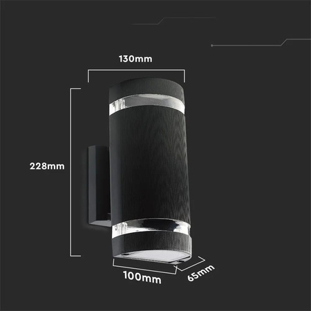 Kinkiet Ogrodowy V-TAC Czarny IP44 2xE27 Okrągły Góra Dół VT-967