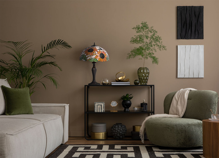 Efektowna lampka stołowa ze słonecznikami K-G16814 z serii SUNFLOWER