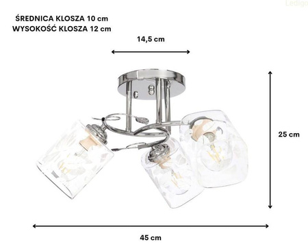Lampa sufitowa klasyczny żyrandol plafon Sofia chrom  3xE27