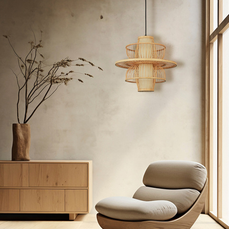 Rattanowa lampa wisząca Astra naturalna 1xE27 Boho