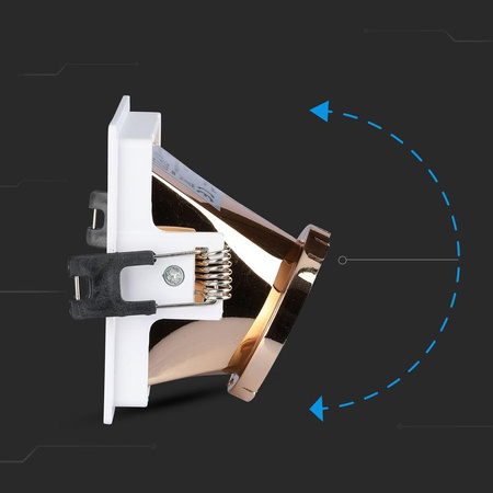 Oczko V-TAC GU10 Wpuszczane Białe/Różowy Złoty Kwadrat VT-875-WR 3 Lata Gwarancji