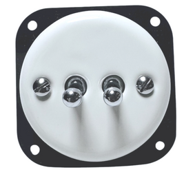 Włącznik ceramiczny podtynkowy podwójny  / schodowy Toogle biały / srebrny