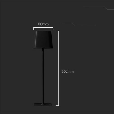 Lampka Biurkowa Nocna Solarna V-TAC 5W CCT LED 35cm Ładowanie USB-C Ściemnianie Czarna 