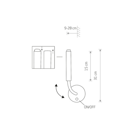 Nowodvorski Kinkiet regulowany z włącznikiem czarny STALACTITE