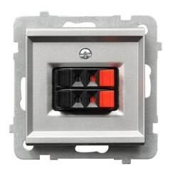 Gniazdo głośnikowe podwójne Ospel Sonata Srebrny Mat