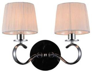 Kinkiet chromowy podwójny bały abażur z tkaniny Clara Candellux 22-21564