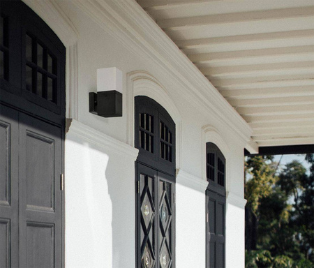 Geometryczny, nowoczesny kinkiet ogrodowy K-8140 z serii GENEVA