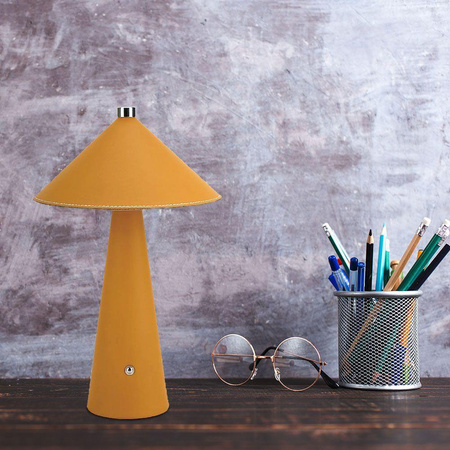 Lampka Biurkowa Nocna V-TAC 3W LED 33cm CCT Ładowanie USB-C Ściemnianie Żółta Skóra 