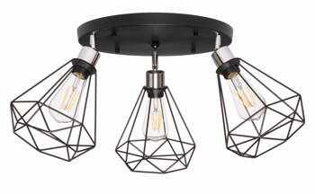 Lampa sufitowa plafon 3 klosze Diament czarny