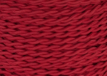 Dekoracyjny kabel w oplocie tekstylnym skręcany dwużyłowy czerwony