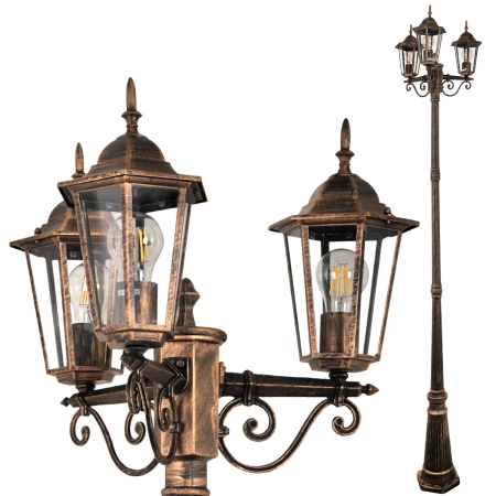 Lampa zewnętrzna LIGURIA 2,5m patyna 3xE27