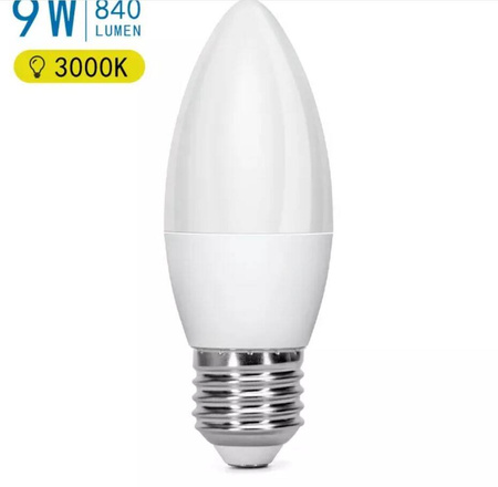 Żarówka LED E27 9W świeczka ciepła C37