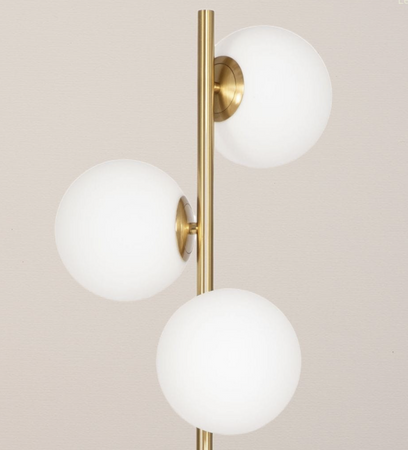 Lampa stojąca podłogowa GOLD białe kule  3xE27 MILANO