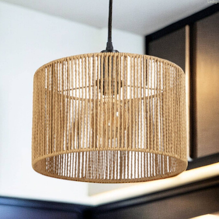 Lampa wisząca strunowa naturalna pleciona WALEC boho 30cm