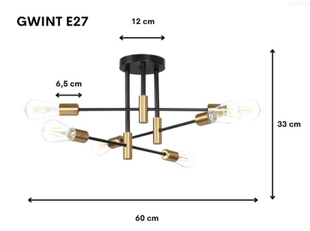 Lampa sufitowa żyrandol MULTI PATYCZAK black 6xE27 PRO
