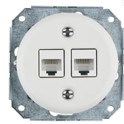 Gniazdo ceramiczne komputerowe LAN 2xRJ45 podtynkowe białe 6 kat