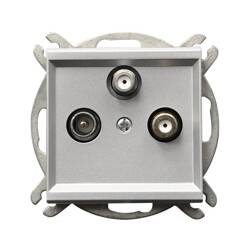 Gniazdo RTV-SAT z dwoma wyjściami SAT Ospel Sonata Srebrny Mat