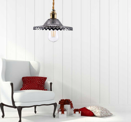 Szklana lampa wisząca falowana Balerina E27 zielona