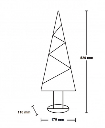 Drzewko świąteczne metalowa złota choinka LED 52cm 3xAAA