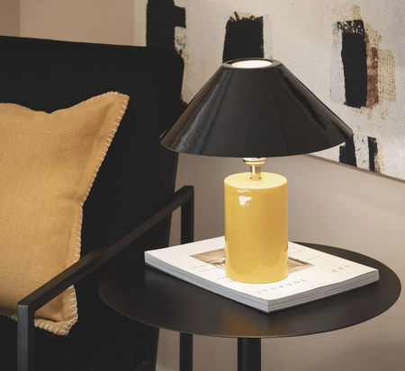 Lampka stołowa nocna z Metalu BRIJESH 1xE27 czarno żółta