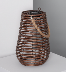 Rattanowa brązowa Latarenka LED Lampka solarna 30cm Lampion