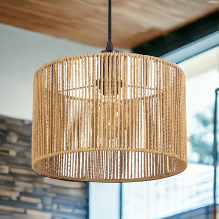 Lampa wisząca strunowa naturalna pleciona WALEC boho 30cm
