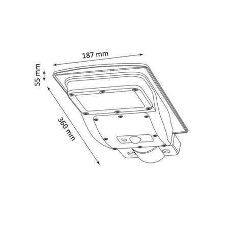 Naświetlacz solarny LED STREET-3 z czujnikiem PIR, czarny + pilot