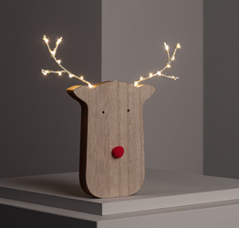 Świąteczny renifer LED drewniany na baterie