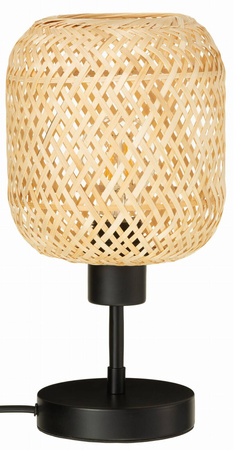 Lampka nocna bambusowa podstawa czarna abażur