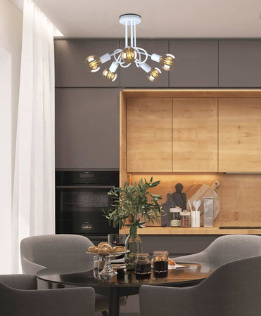 Biały, metalowy żyrandol do nowoczesnego salonu K-3611 z serii DEZE